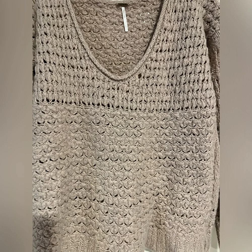 Free People Womens Crashing Waves Slouchy Oversized Wool Knit Pullover Sweater - Picture 5 of 10